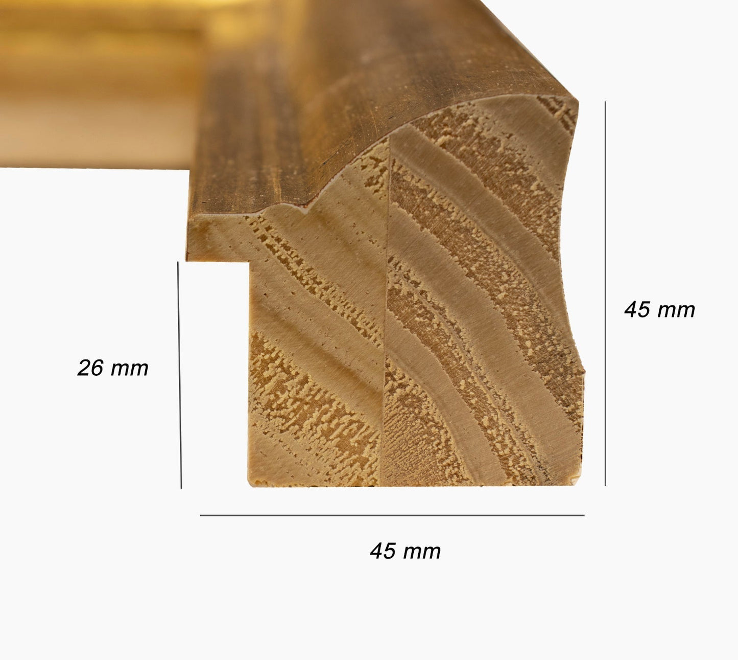 227.010 cadre en bois à la feuille d'or mesure de profil 45x45 mm Lombarda cornici S.n.c.