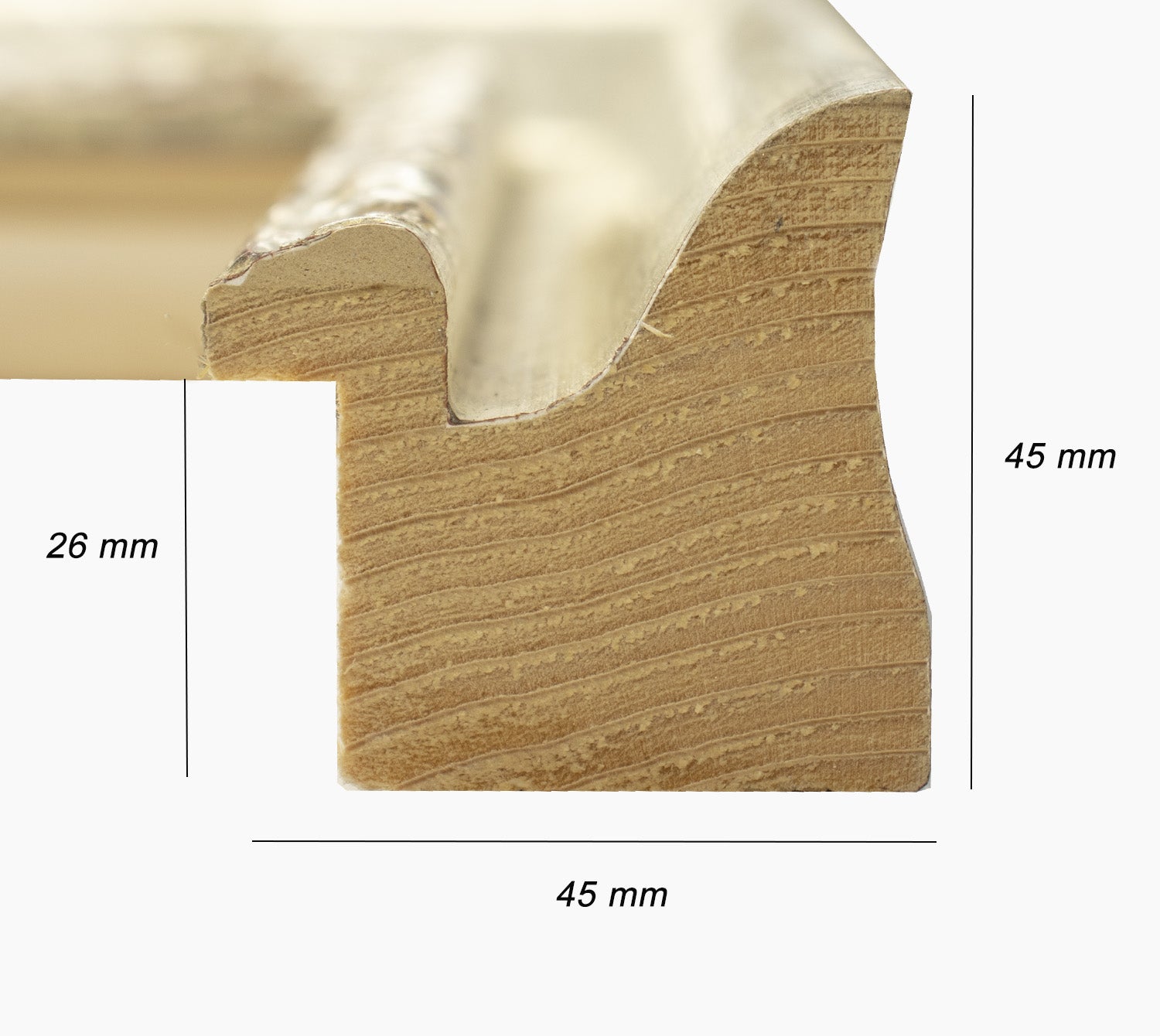 230.011 cadre en bois à la feuille d'argent mesure de profil 45x45 mm Lombarda cornici S.n.c.