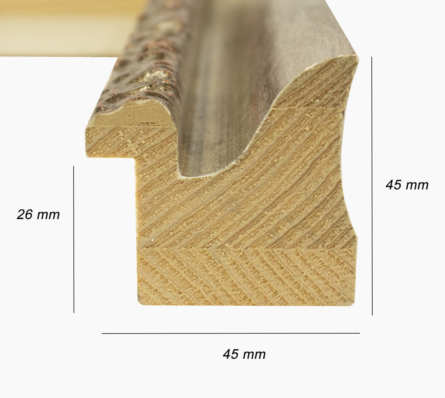 230.231 cadre en bois à la feuille d'argent antique mesure de profil 45x45 mm Lombarda cornici S.n.c.