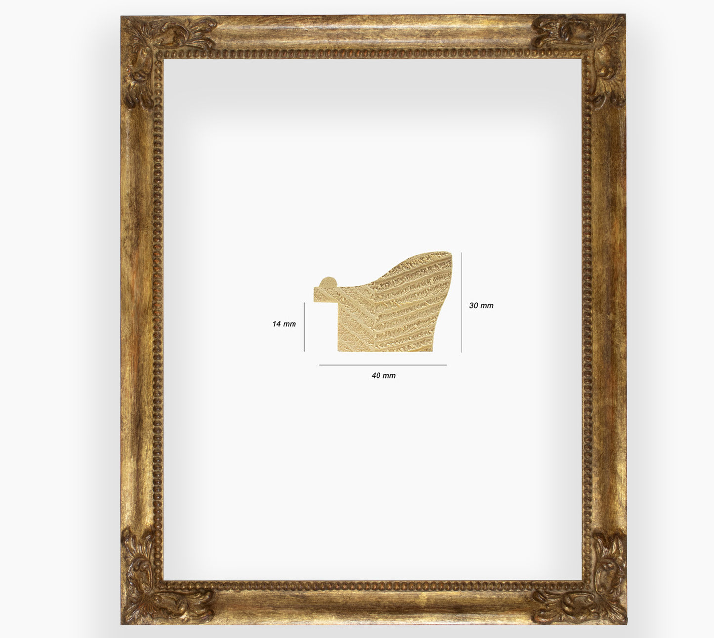 COR.247.230 wooden frame with antique gold leaf