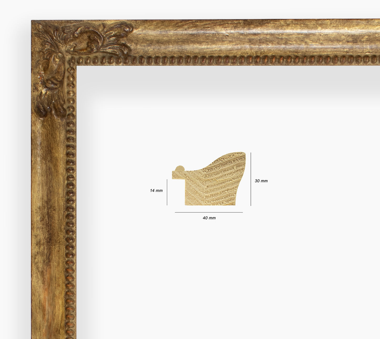 COR.247.230 wooden frame with antique gold leaf