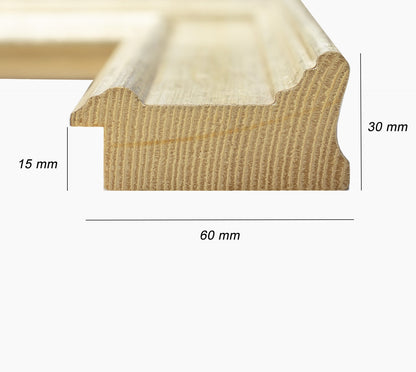 340.011 cadre en bois à la feuille d'argent mesure de profil 60x30 mm Lombarda cornici S.n.c.