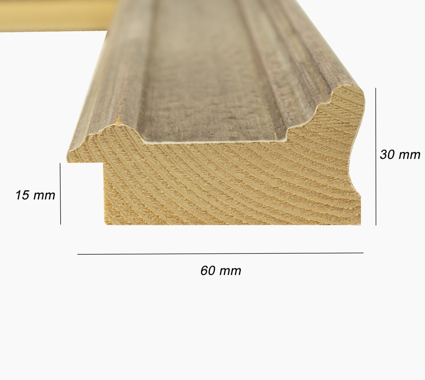 340.231 cadre en bois à la feuille d'argent antique mesure de profil 60x30 mm Lombarda cornici S.n.c.