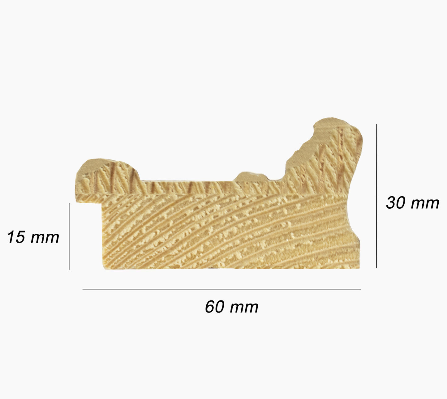 CV.343.602 cadre en bois feuille d'argent gorge noire avec verre mesure de profil 60x30 mm