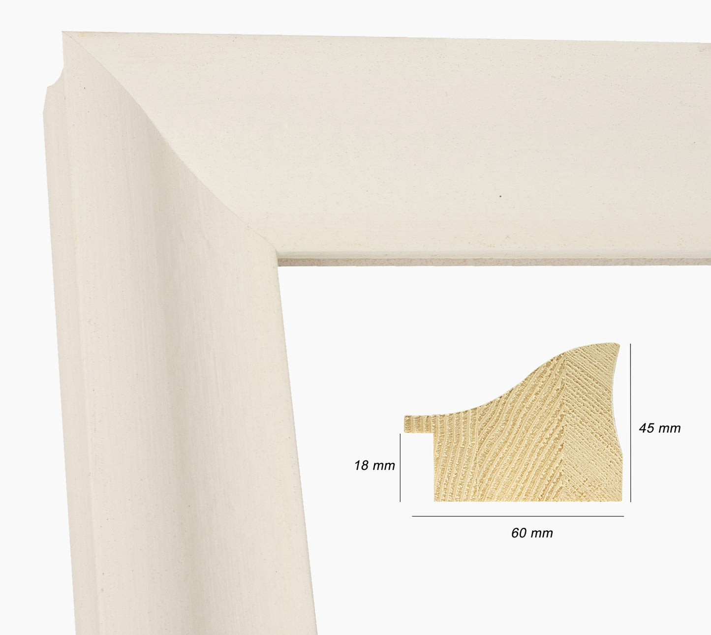 345.899 white wooden frame with wax profile measure 60x45 mm