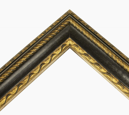 410.601 cadre en bois noire à cire avec fil d'or mesure de profil 60x40 mm Lombarda cornici S.n.c.