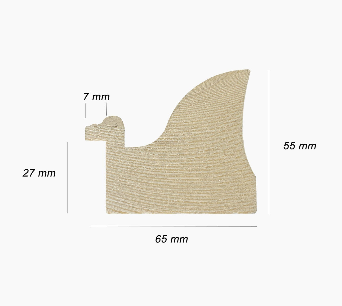 430.011 cadre en bois à la feuille d'argent mesure de profil 65x55 mm Lombarda cornici S.n.c.