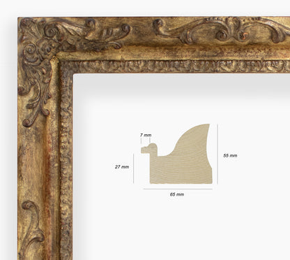 COR.430.230 wooden frame with antique gold leaf