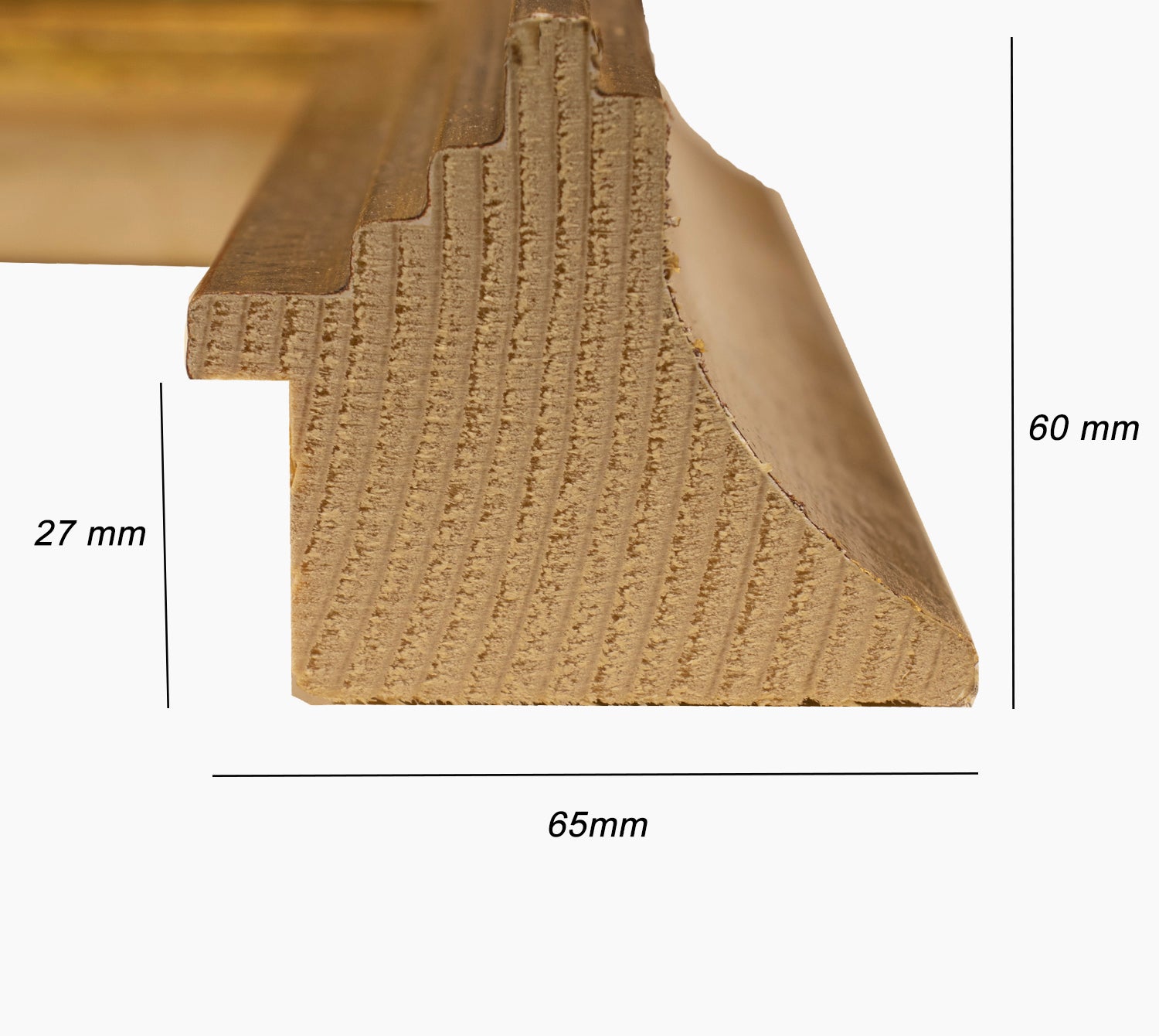 447.010 cadre en bois à la feuille d'or mesure de profil 65x55 mm Lombarda cornici S.n.c.