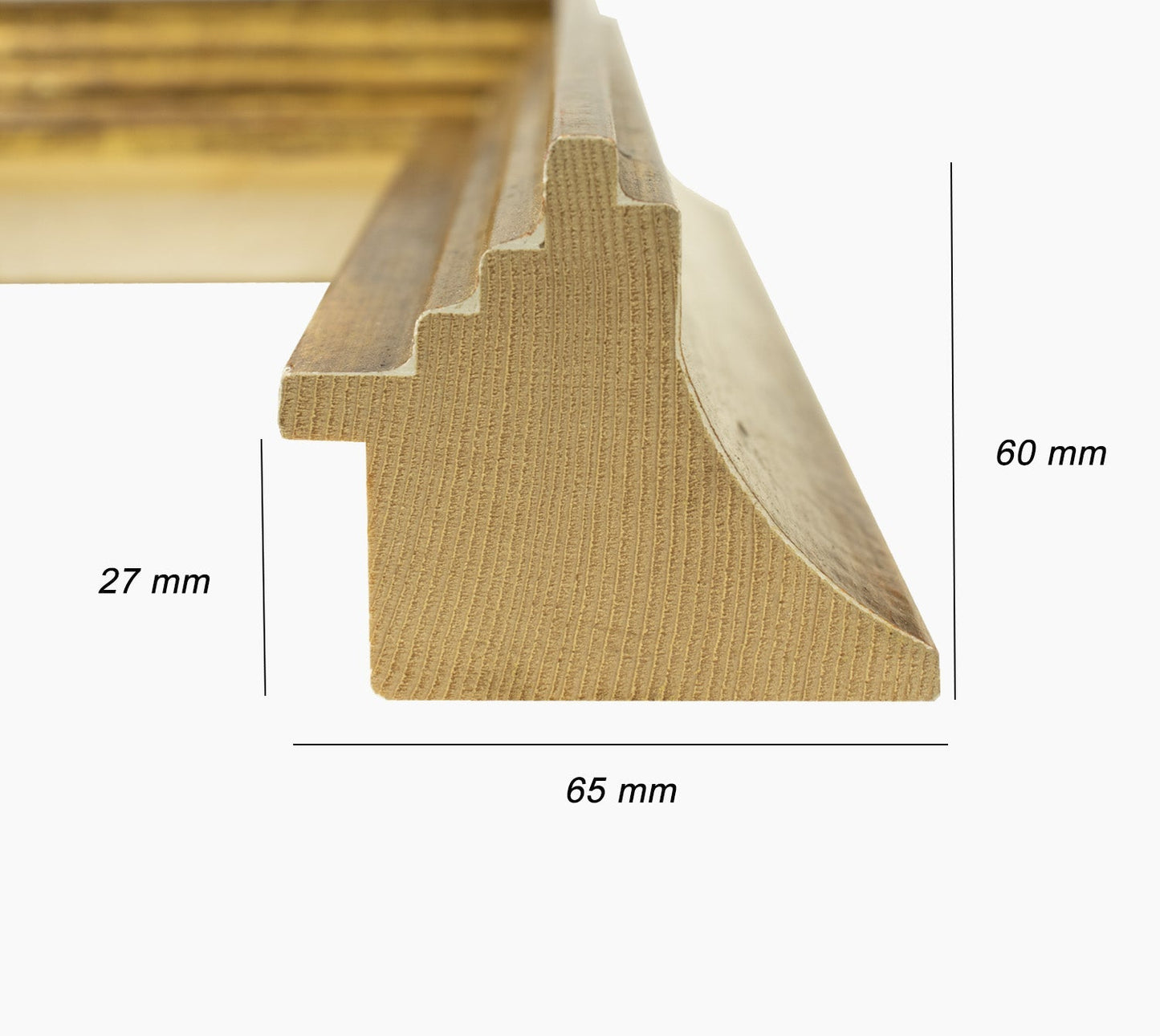 447.230 cadre en bois à la feuille d'or antique mesure de profil 65x55 mm Lombarda cornici S.n.c.