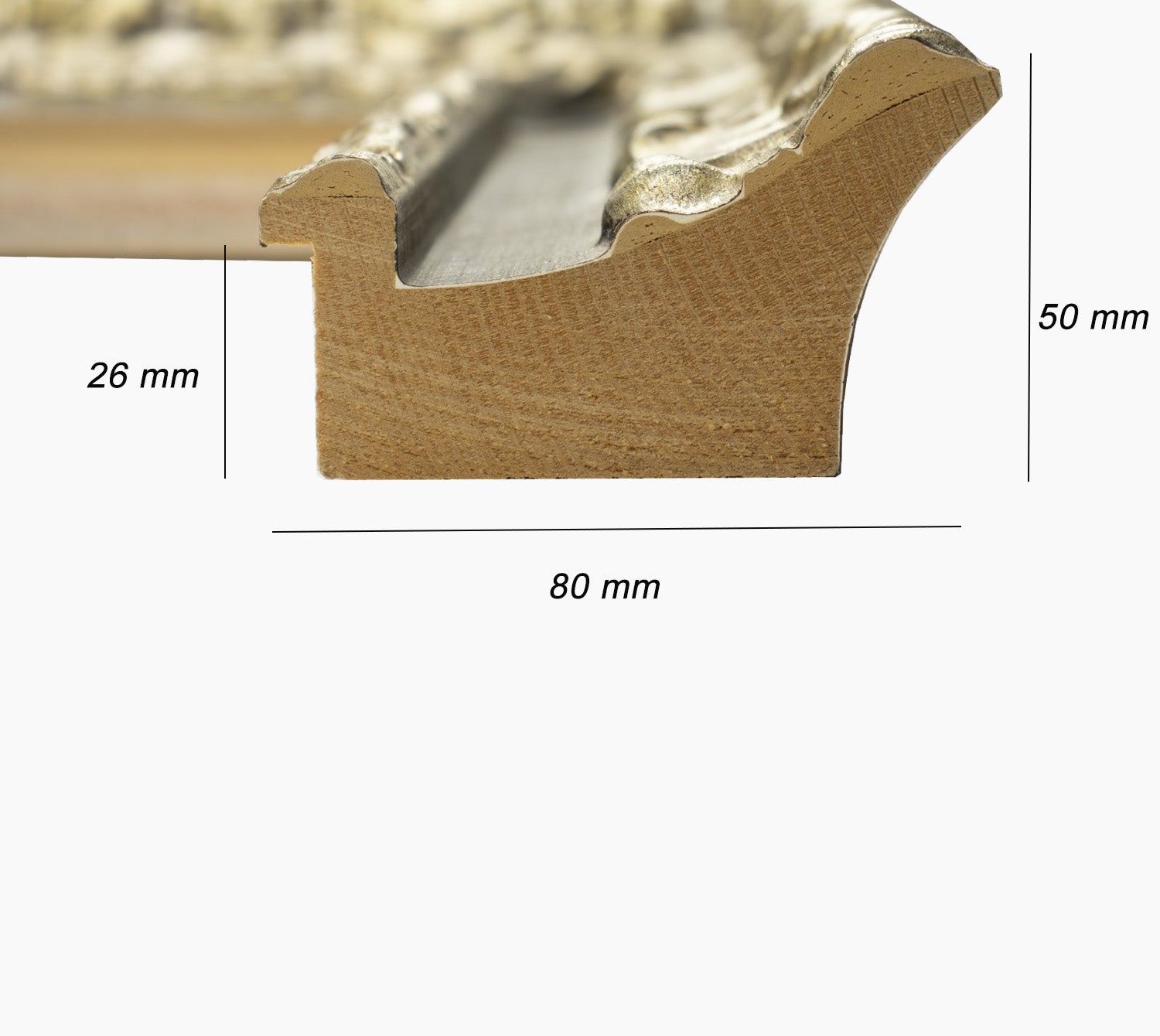 4480.602 cadre en bois à la feuille d' argent gorge mesure de profil 80x50 mm Lombarda cornici S.n.c.
