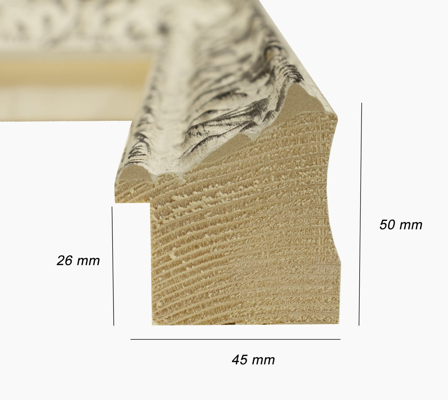 496.2000 crème dégradé noir mesure de profil 45x50 mm Lombarda cornici S.n.c.