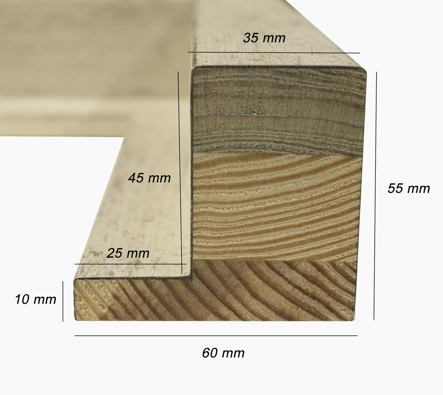 605.2000 crème dégradé noir mesure de profil 60x55 mm Lombarda cornici S.n.c.