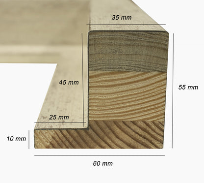 605.2000 crème dégradé noir mesure de profil 60x55 mm Lombarda cornici S.n.c.