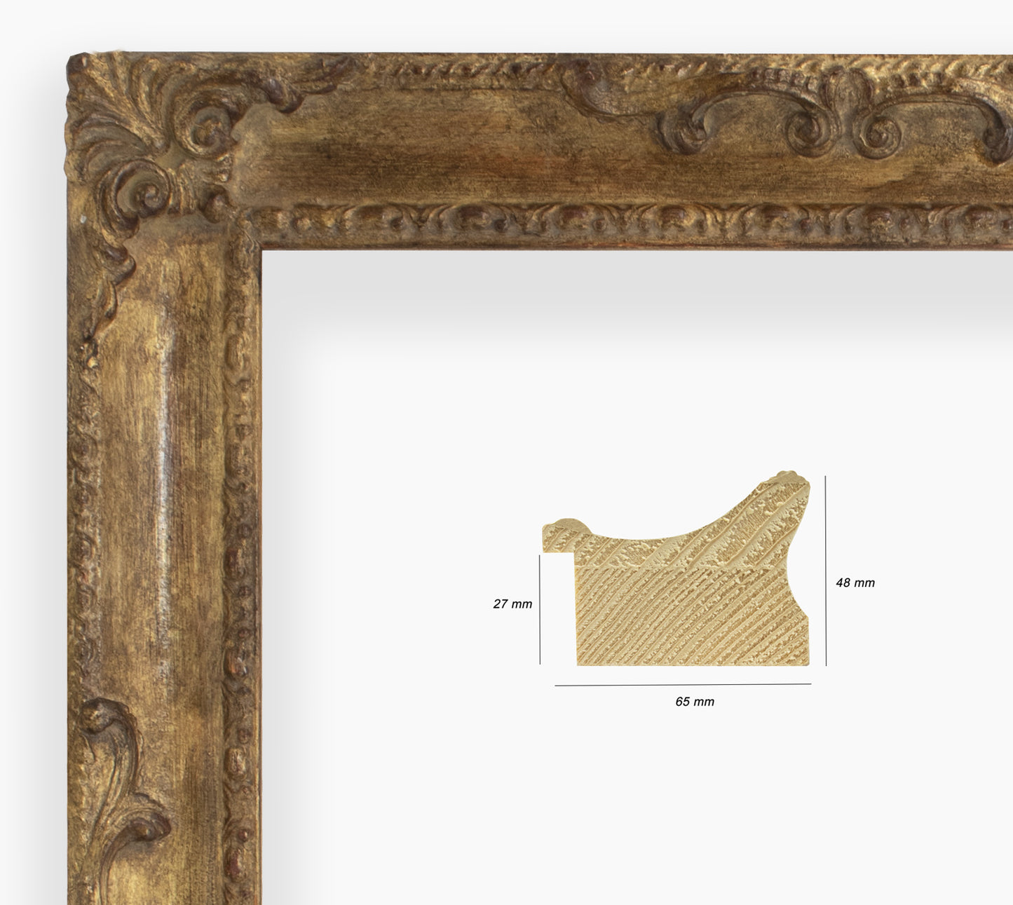 COR.620.230 wooden frame with antique gold leaf