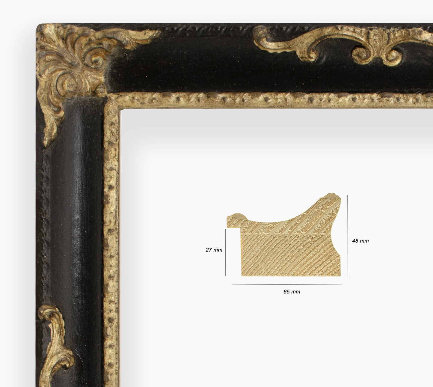 COR.620.601 wooden frame with gold leaf black groove