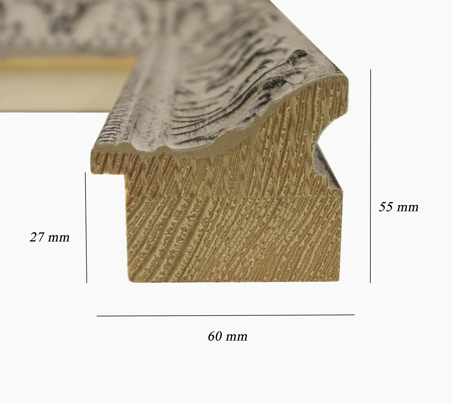 630.2009 poudre dégradé noir mesure de profil 60x55 mm Lombarda cornici S.n.c.