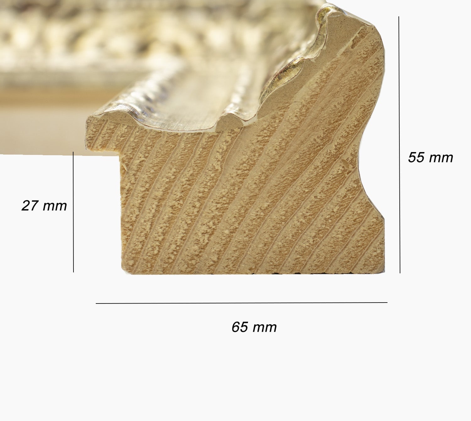 643.011 cadre en bois à la feuille d'argent mesure de profil 65x55 mm Lombarda cornici S.n.c.