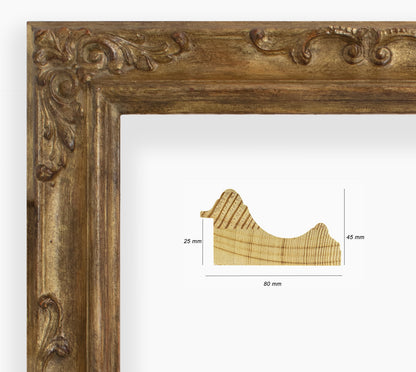 COR.739.230 wooden frame with antique gold leaf