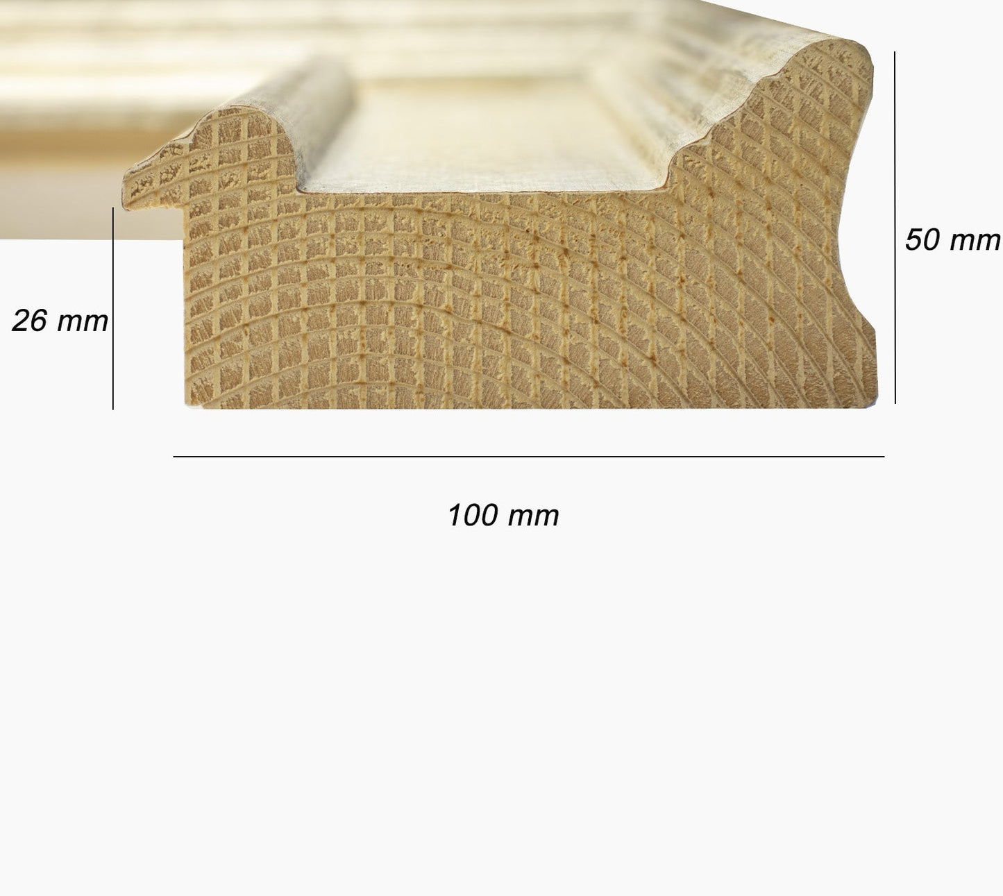 740.011 cadre en bois à la feuille d'argent mesure de profil 100x50 mm Lombarda cornici S.n.c.