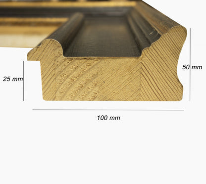 740.601 cadre en bois noir avec des fils d'or mesure de profil 100x50 mm Lombarda cornici S.n.c.