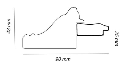 CP3.278.010 cadre en bois avec passe-partout 3,5 fil d'or Lombarda cornici S.n.c.