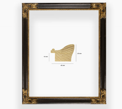 Cor.247.601 Holzrahmen mit Blattgoldschwarzen Hals