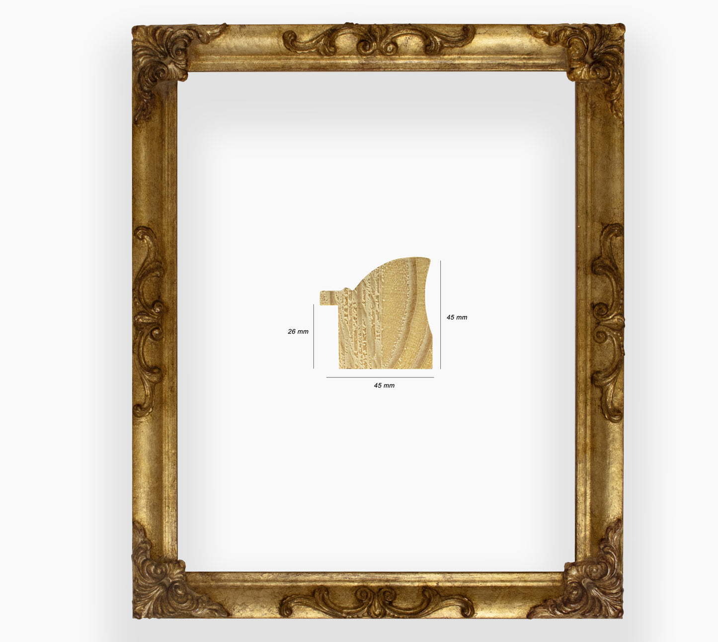 COR.227.010 baroque frame with gold leaf