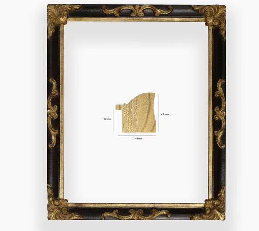 COR.227.601 wooden frame with gold leaf black throat