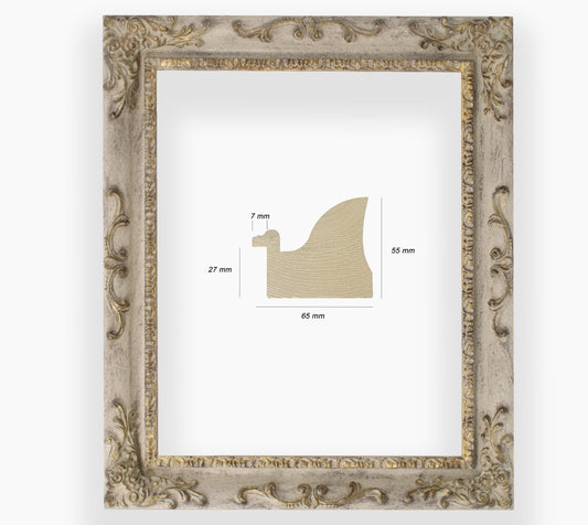 COR.430.3000 antique dove gray wooden frame with gold