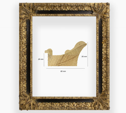 COR.4480.601 wooden frame with gold leaf black throat